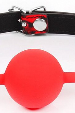 Красный кляп-шарик с черным регулируемым ремешком  NTB-80537 с доставкой 