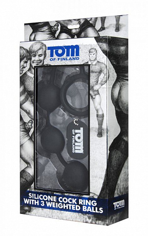   Tom of Finland Silicone Cock Ring with 3 Weighted Balls XR Brands TF1932 -  3 808 .