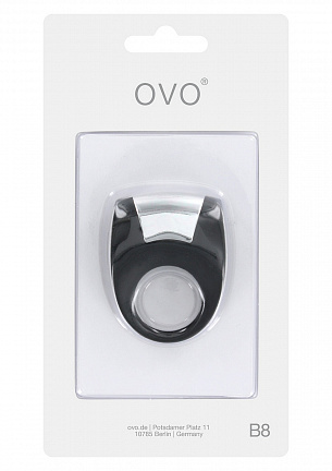 Чёрное эрекционное кольцо B8 с вибрацией OVO B8 BLACK - цена 