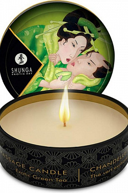 Массажная свеча Exotic Green Tea с ароматом зелёного чая - 30 мл. Shunga 4611 с доставкой 