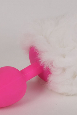 Розовая анальная пробка с белым хвостом  Задорный Кролик  4sexdreaM 47188 с доставкой 
