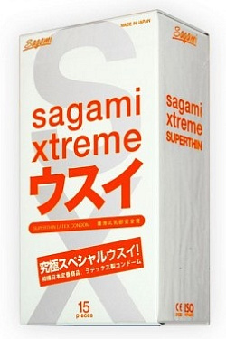 Ультратонкие презервативы Sagami Xtreme Superthin - 15 шт. Sagami Sagami Xtreme Superthin №15 с доставкой 