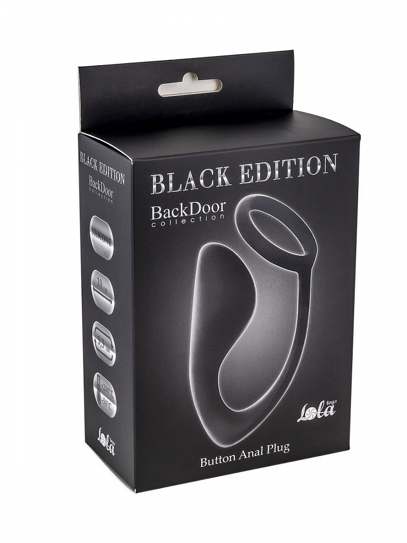 Чёрное эрекционное кольцо с анальной пробкой Button Anal Plug Lola toys 4216-01Lola - цена 