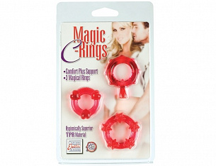 Набор из 3-х красных эрекционных колечек MAGIC C-RINGS California Exotic Novelties SE-1429-30-2 - цена 