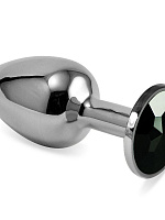 Маленькая серебристая втулка с чёрным кристаллом на основании - 7,6 см. Lovetoy RO-SS09 с доставкой 