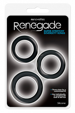 Набор из 3 чёрных эрекционных колец Renegade Diversity Rings Black NS Novelties NSN-1116-43 с доставкой 