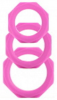 Набор розовых эрекционных колец Octagon Rings 3 sizes  Shots Media BV SHT092PNK - цена 