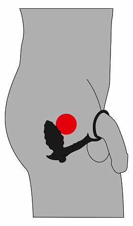 Чёрное эрекционное кольцо с подхватом мошонки и ребристой анальной вибропробкой Orion 0587338 - цена 