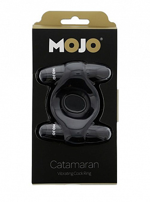 Чёрное эрекционное кольцо с 2 виброэлементами MOJO CATAMARAN Seven Creations 50948 - цена 