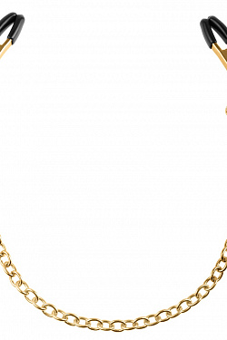 Чёрные с золотом зажимы на соски Gold Chain Nipple Clamps Pipedream PD3977-27 с доставкой 
