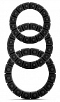 Чёрные эрекционные кольца Silicone Love Wheel 3 sizes с пупырышками (3 шт.) Shots Media BV SHT096BLK - цена 