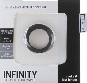 Чёрное эрекционное кольцо Infinity Thin Medium Shots Media BV MJU019BLK - цена 