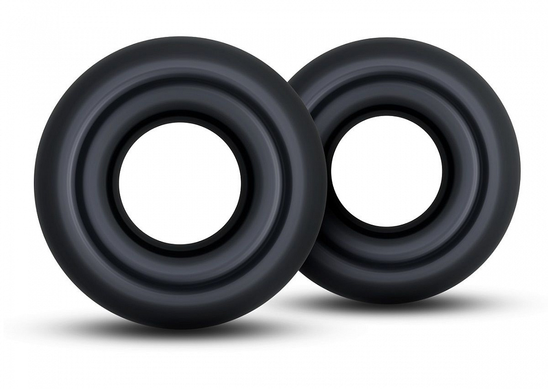 Набор из 2 черных колец Stay Hard Donut Rings Oversized Blush Novelties BL-00989 - цена 