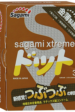Презервативы Sagami Xtreme Feel Up с точечной текстурой и линиями прилегания - 3 шт. Sagami Sagami Xtreme Feel Up №3 с доставкой 