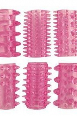 Набор из 6 розовых насадок на пенис - 5,5 см.  EE-10177 с доставкой 