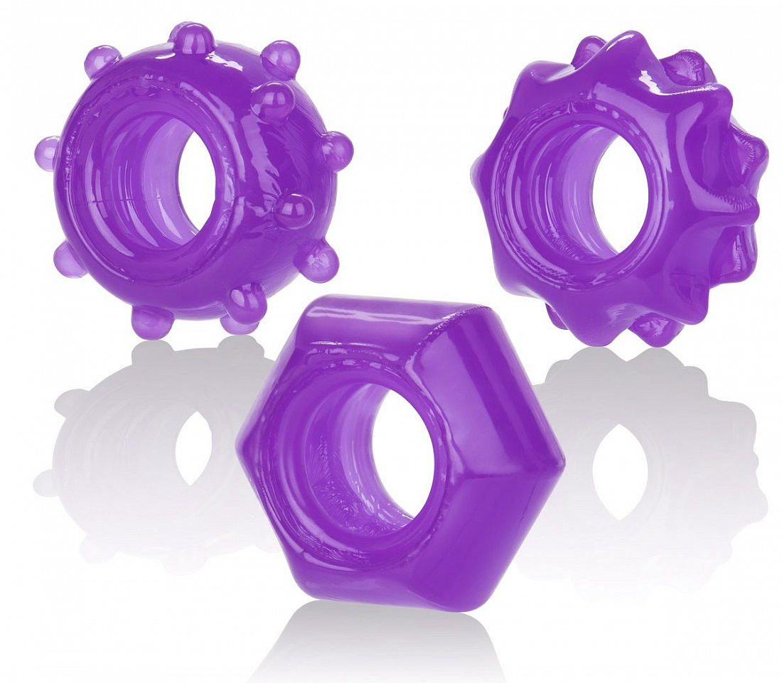 Набор из 3 колец на пенис Reversible Ring Set California Exotic Novelties SE-1433-14-2 - цена 