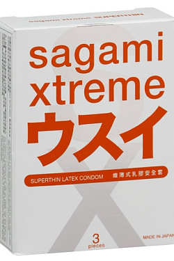 Ультратонкие презервативы Sagami Xtreme Superthin - 3 шт. Sagami Sagami Xtreme Superthin №3 с доставкой 