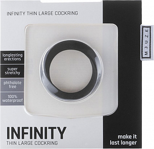 Чёрное эрекционное кольцо Infinity Thin Large Shots Media BV MJU020BLK - цена 