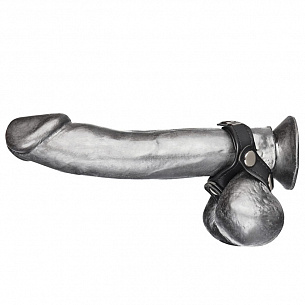 Кольцо на пенис с разделителем мошонки из искусственной кожи на клепках V-STYLE COCK RING BlueLine BLM1722 - цена 