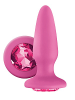 Розовая анальная пробка с розовым кристаллом Glams Pink Gem - 10,4 см. NS Novelties NSN-0510-64 с доставкой 