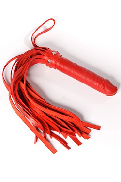 Красная плеть  Ракета А  с рукоятью из латекса и хвостами из кожи - 50 см. Sitabella 3015-2 с доставкой 