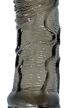 Закрытая насадка на фаллос с кольцом для мошонки - 15 см.  SEM-55027 с доставкой 