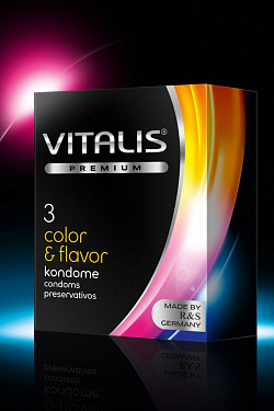 Цветные ароматизированные презервативы VITALIS PREMIUM color   flavor - 3 шт. R S GmbH VITALIS PREMIUM №3 color   flavor с доставкой 