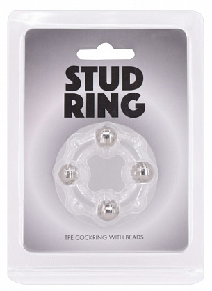 Эрекционное кольцо Stud Ring с бусинами Seven Creations 21-82CL BCD - цена 