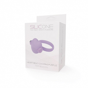 Фиолетовое эрекционное виброкольцо с сердечком HEART BEAT COCKRING SILICONE Toyz4lovers T4L-00801788 - цена 