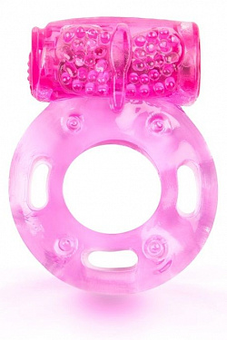 Розовое эрекционное кольцо с виброэлементом  BRRC026T с доставкой 