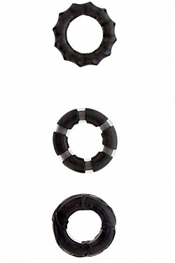 Набор из 3 чёрных эрекционных колец MENZSTUFF STRETCHY COCK RINGS Dream Toys 20834 с доставкой 