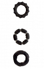 Набор из 3 чёрных эрекционных колец MENZSTUFF STRETCHY COCK RINGS Dream Toys 20834 - цена 