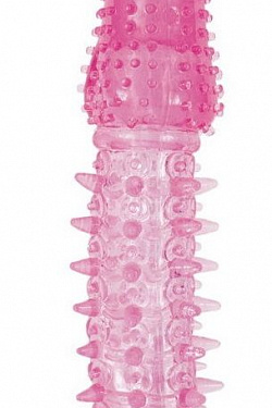 Закрытая насадка розового цвета с шипами и точками - 13,5 см. ToyFa 888005-3 с доставкой 