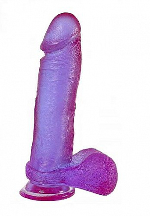 Фиолетовый фаллос на присоске CRYSTAL JELLIES - 20,5 см. Doc Johnson 0288-10-BX - цена 