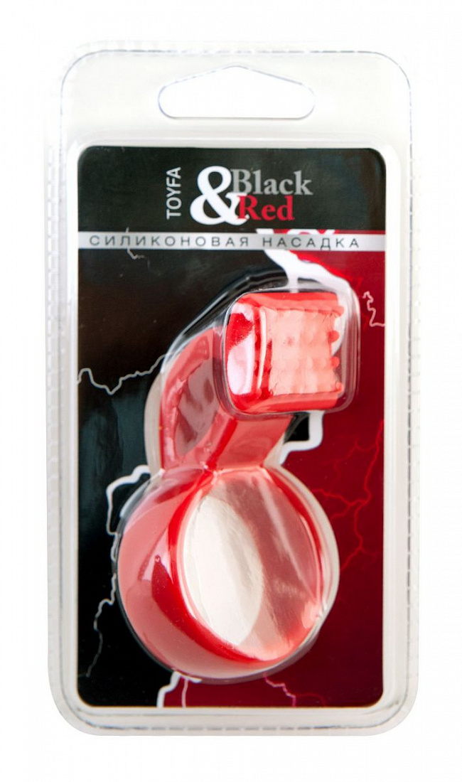 Красное эрекционное кольцо с клиторальным стимулятором ToyFa 901323-9 - цена 