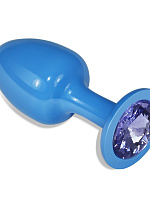 Голубая анальная втулка с сиреневым кристаллом - 8,2 см. Lovetoy LV5402-02 с доставкой 