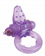 Фиолетовое эрекционное кольцо с вибрацией и рельефным язычком NUBBY CLITORAL PROBE COCKRING Seven Creations 21-49CLV-BCD - цена 