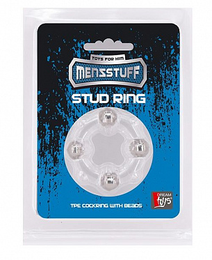 Эрекционное кольцо с 4 бусинами MENZSTUFF STUD RING CLEAR Dream Toys 21180 - цена 